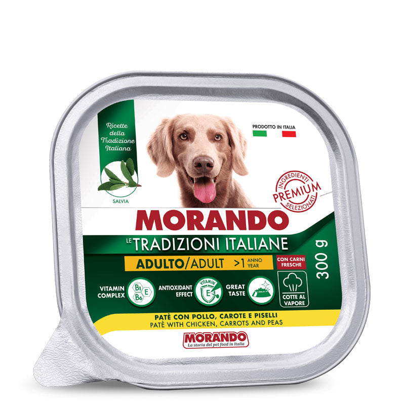 Morando - Tradizioni Italiane Dog Patè con Pollo,Carote e Piselli gr.300