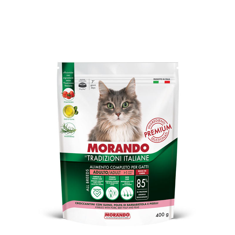 Morando - Tradizioni Italiane Cat Croccantini con Suino, Polpa di Barbabietola e Piselli gr.400