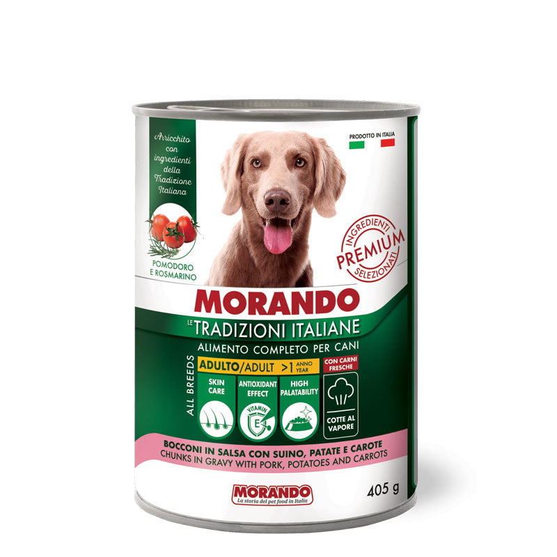 Morando - Le Trad. Italiane Dog Bocc. in Salsa con Suino, Carote e Patate gr.405