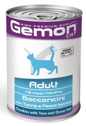 Gemon - Cat Bocconi Adult Tonno Pesce Bianco gr.415 x 24p.