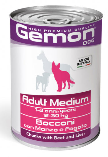 Gemon - Dog Bocconi Medium con Manzo e Fegato gr.415 x 24p.