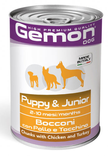 Gemon - Dog Bocconi Puppy Junior con Pollo e Tacchino gr.415 x 24p.