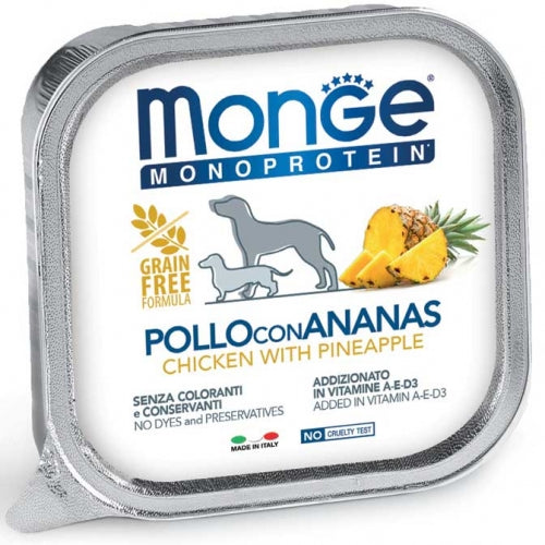 Monge - Patè Dog Monoproteico Frutta Pollo Riso e Ananas gr.300 x 18p.