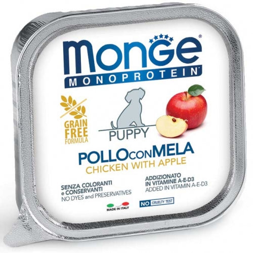 Monge - Patè Dog Monoproteico Frutta Junior Pollo e Mela gr.300 x 18p.