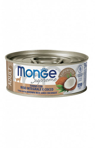 Monge - Scatolette Cat Suprime Adult Tonno Riso integrale e Cocco gr.80 x 24p.