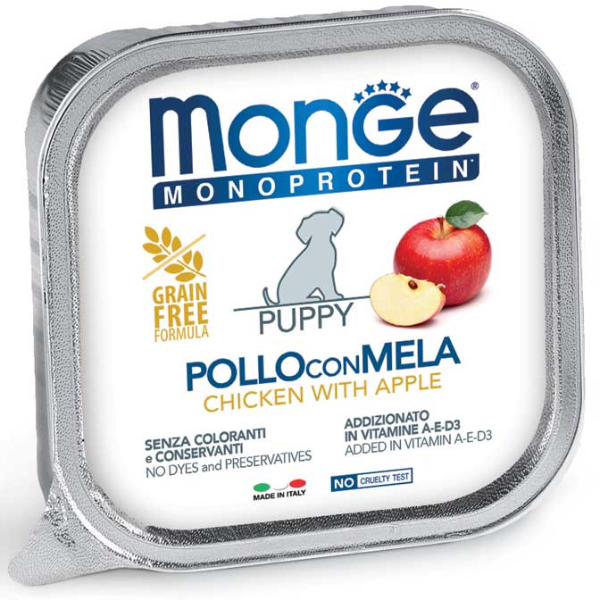 Monge - Dog Monoproteico Frutta Junior Pollo / Mela gr.150 x 24p.