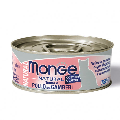 Monge - Cat Natural Tonno Pollo e Gamberetti gr.80 x 24p.