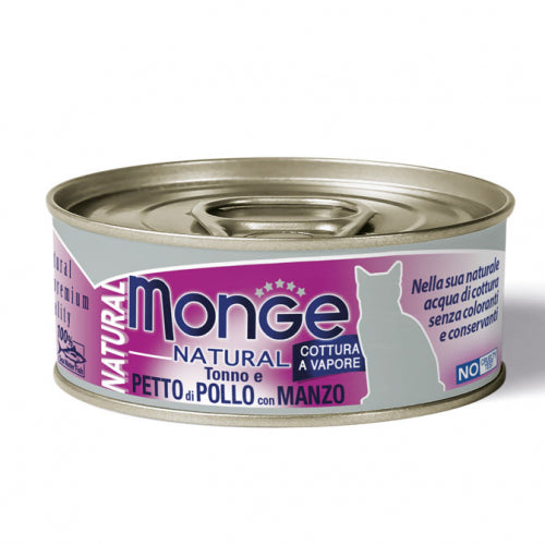 Monge - Cat Natural Tonno Petto di Pollo e Manzo gr.80 x 24p.