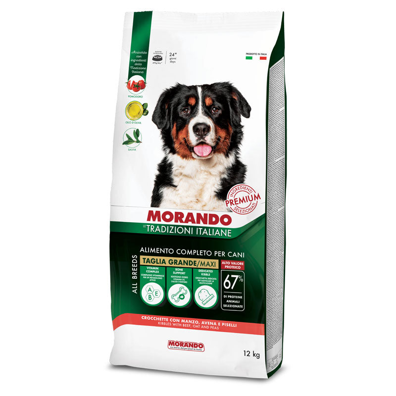 Morando - Le Trad. Italiane Dog Crocchette con Manzo, Avena e Piselli kg.12