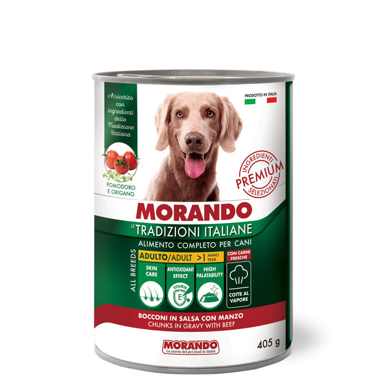 Morando - Le Trad. Italiane Dog Bacc. in Salsa co Manzo gr.405