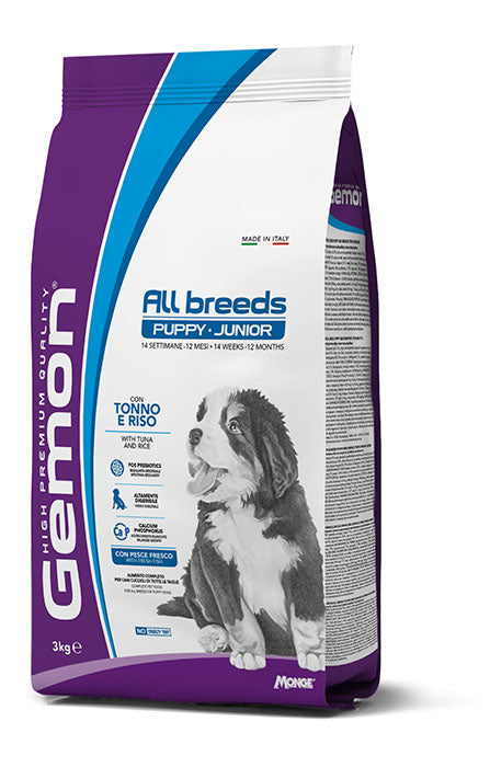 Gemon - Dog All Breeds Puppy &amp; Junior Tonno e Riso kg.3