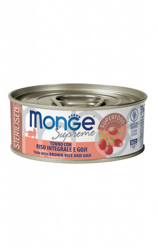 Monge - Scatolette Cat Suprime Sterilized Tonno Riso Integrale Goji gr.80 x 24p.