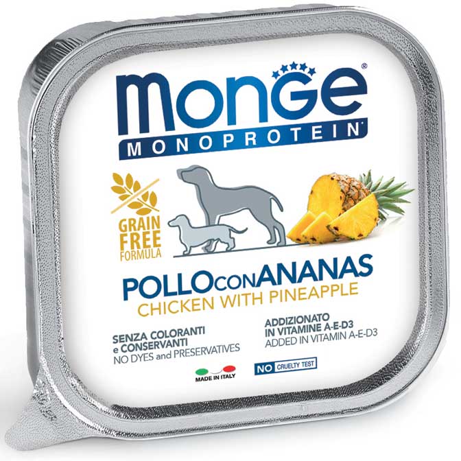 Monge - Dog Frutta Pollo / Ananas gr.150 x 24p.