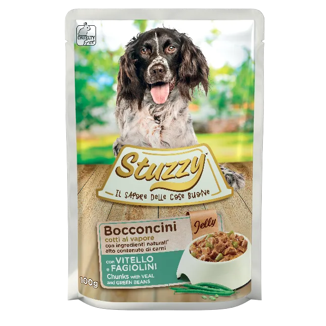 Stuzzy - Dog Buste Bocconcini Jelly Vitello e Fagiolini gr.100 x 24p.