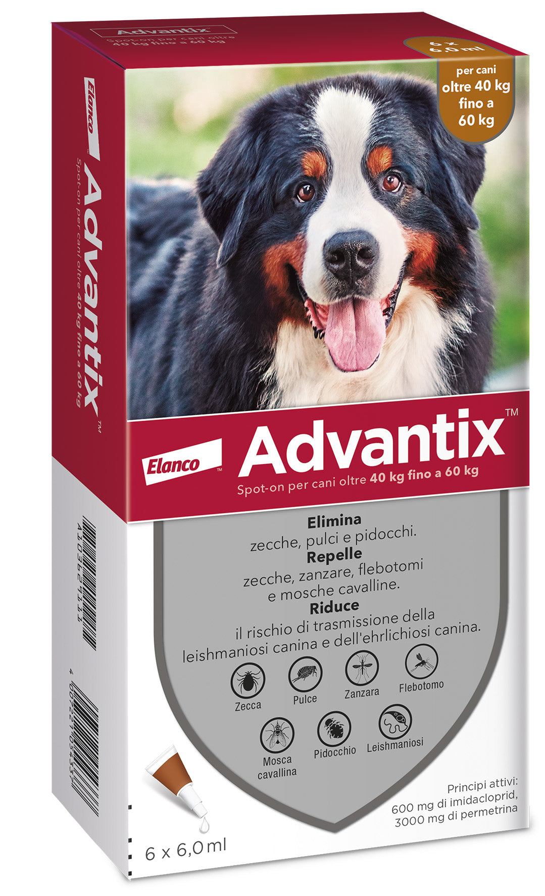 Advantix - Cani &gt; 40 - 60 kg. Pipette 6 x 6,0ml
