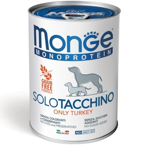 Monge - Patè Dog Monoproteico Solo Tacchino Pate gr.400 x 24p.